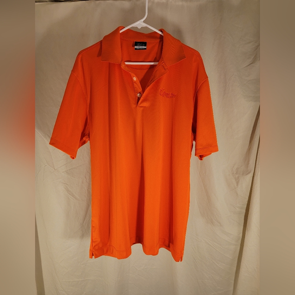 Nike Golf Dri-Fit Performance Men’s Size L Orange Short Sleeve Polo Shirt*